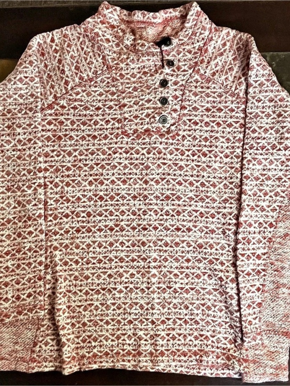 North River women’s Geometric Long Sleeve Top in Red & White Large Like New